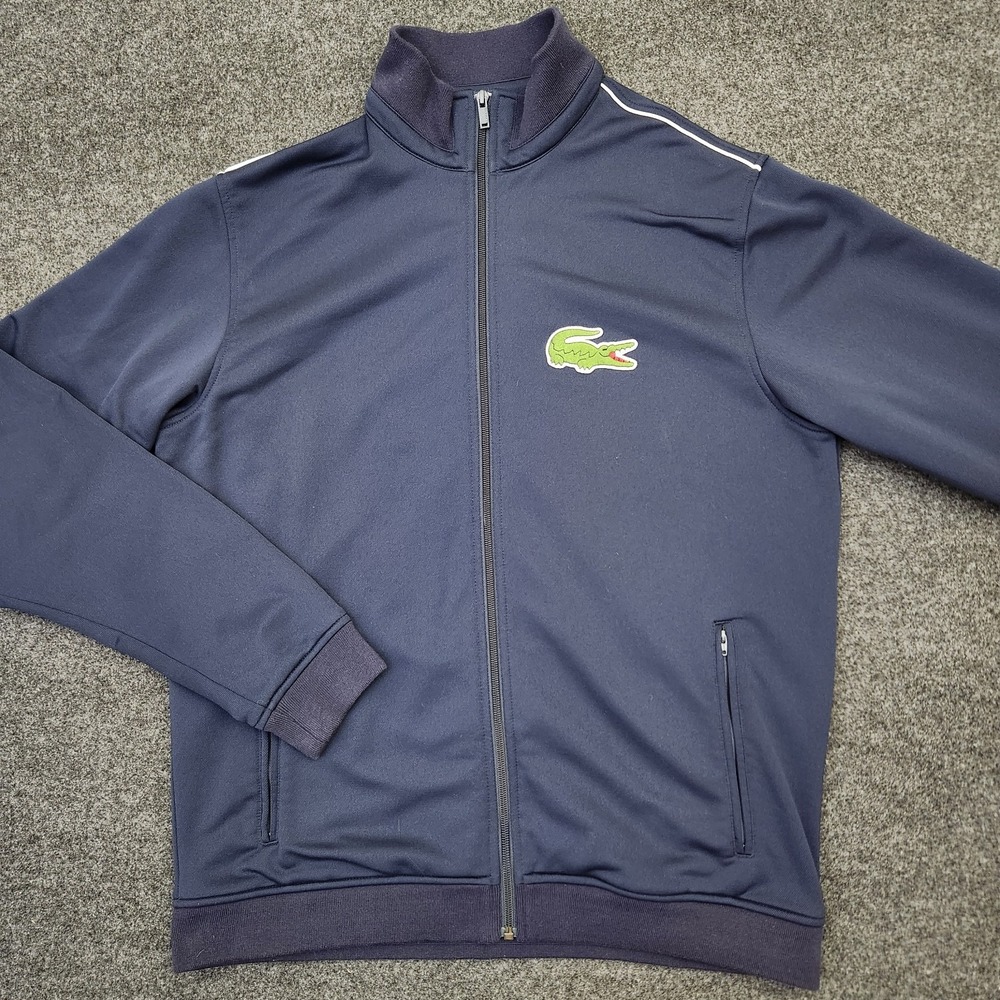 Lacoste Men Large (Based On Measurements) Full Zip Navy Track Jacket Streetwear